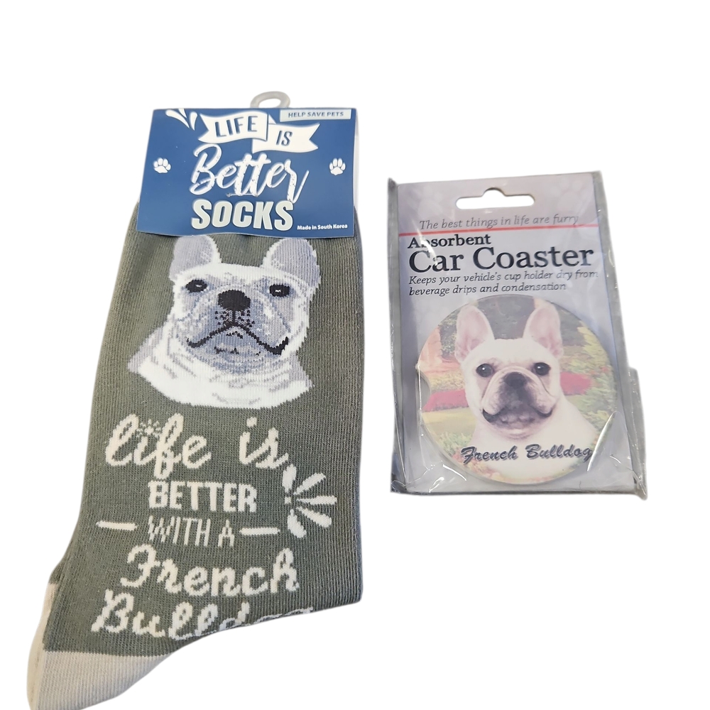 French Bulldog Dog Socks - And Car Coaster Unisex